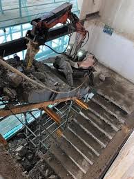 Concrete staircase cut into sections